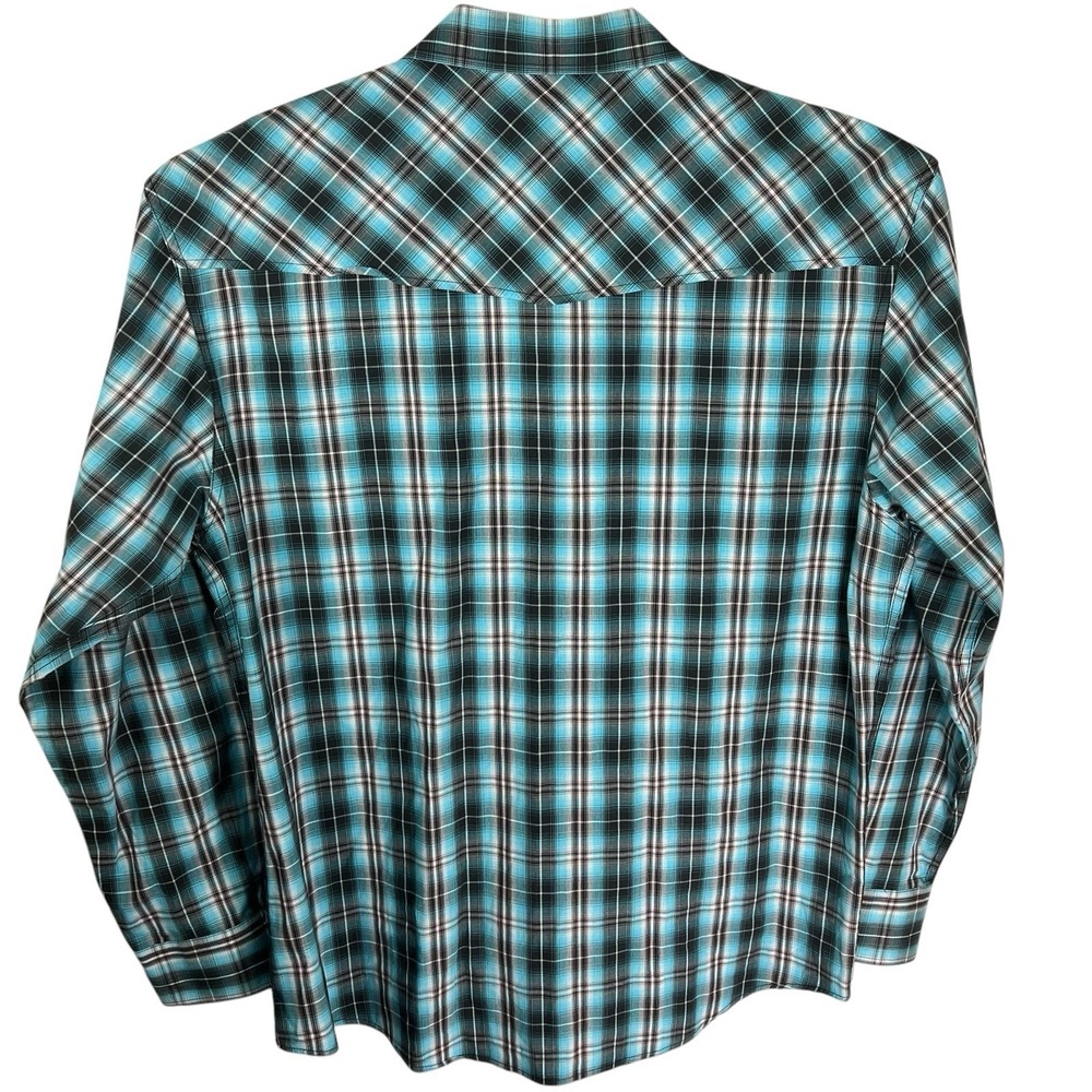 Cinch Modern Fit Men XXL Plaid Pearl Snap Cotton Long Sleeve Western Shirt - Picture 3 of 5